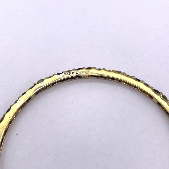 925 Sterling Silver UTC Round Multicolor Rhinestone Bangle Bracelet Extra Small - Picture 4 of 5